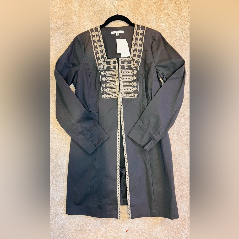 Soft Black Embroidered Long Coat
